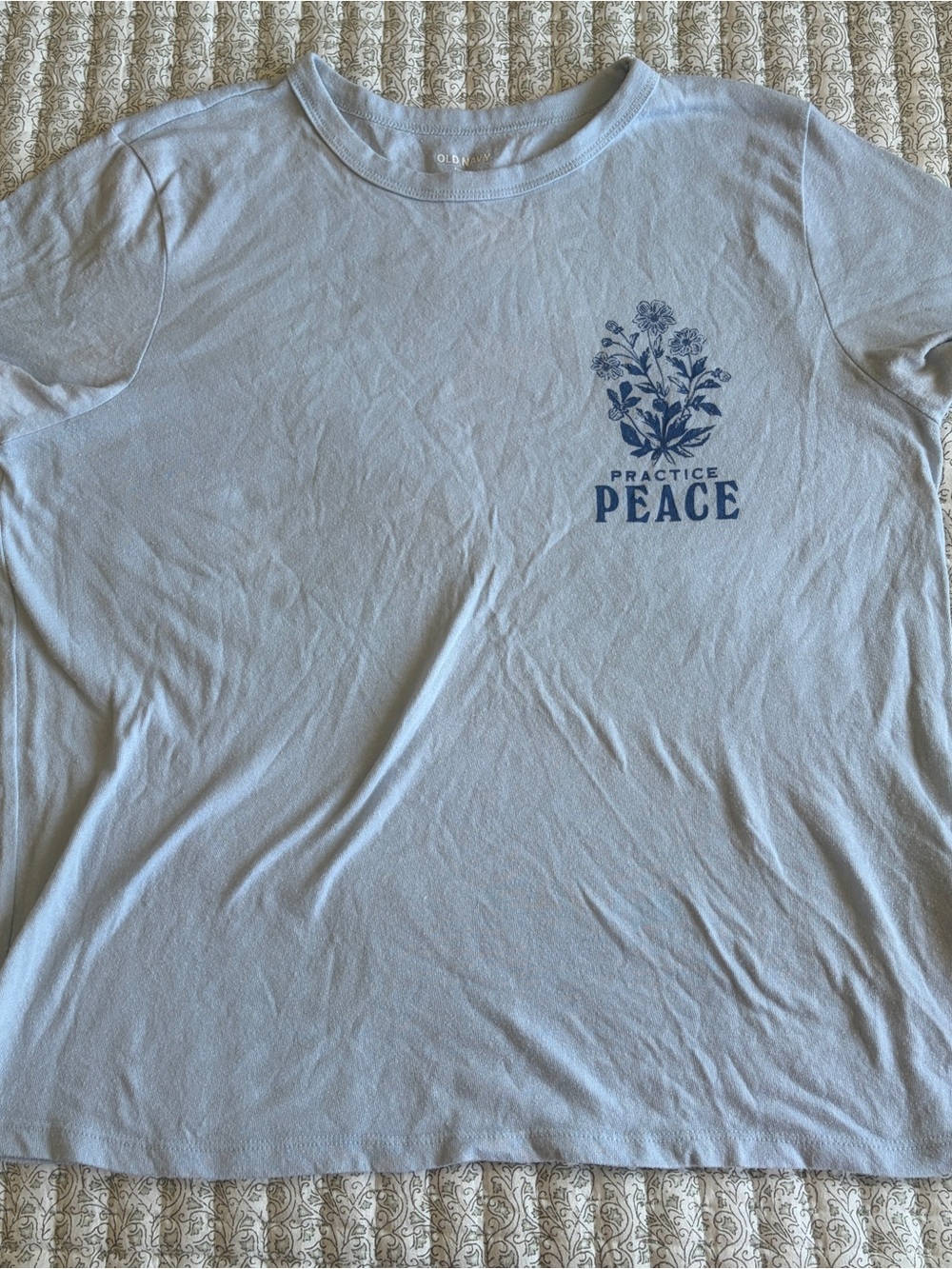 Old Navy Light Blue 'Practice Peace' Graphic Tee